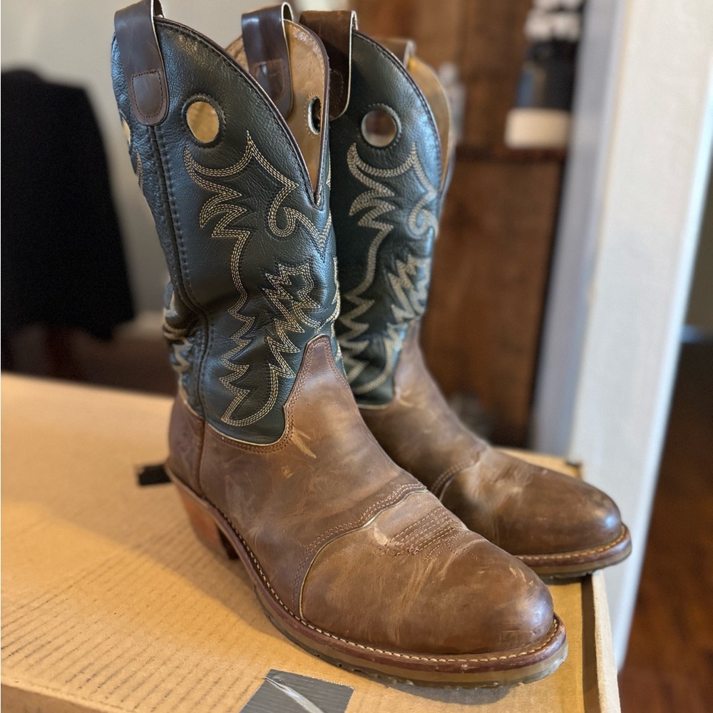 Men's Double H Brown and Green cowboy Boots